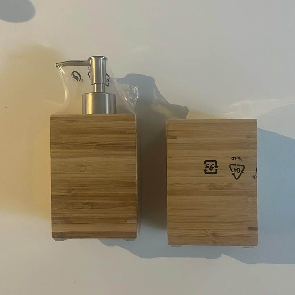 Bamboo Soap dispenser and tooth brush holder